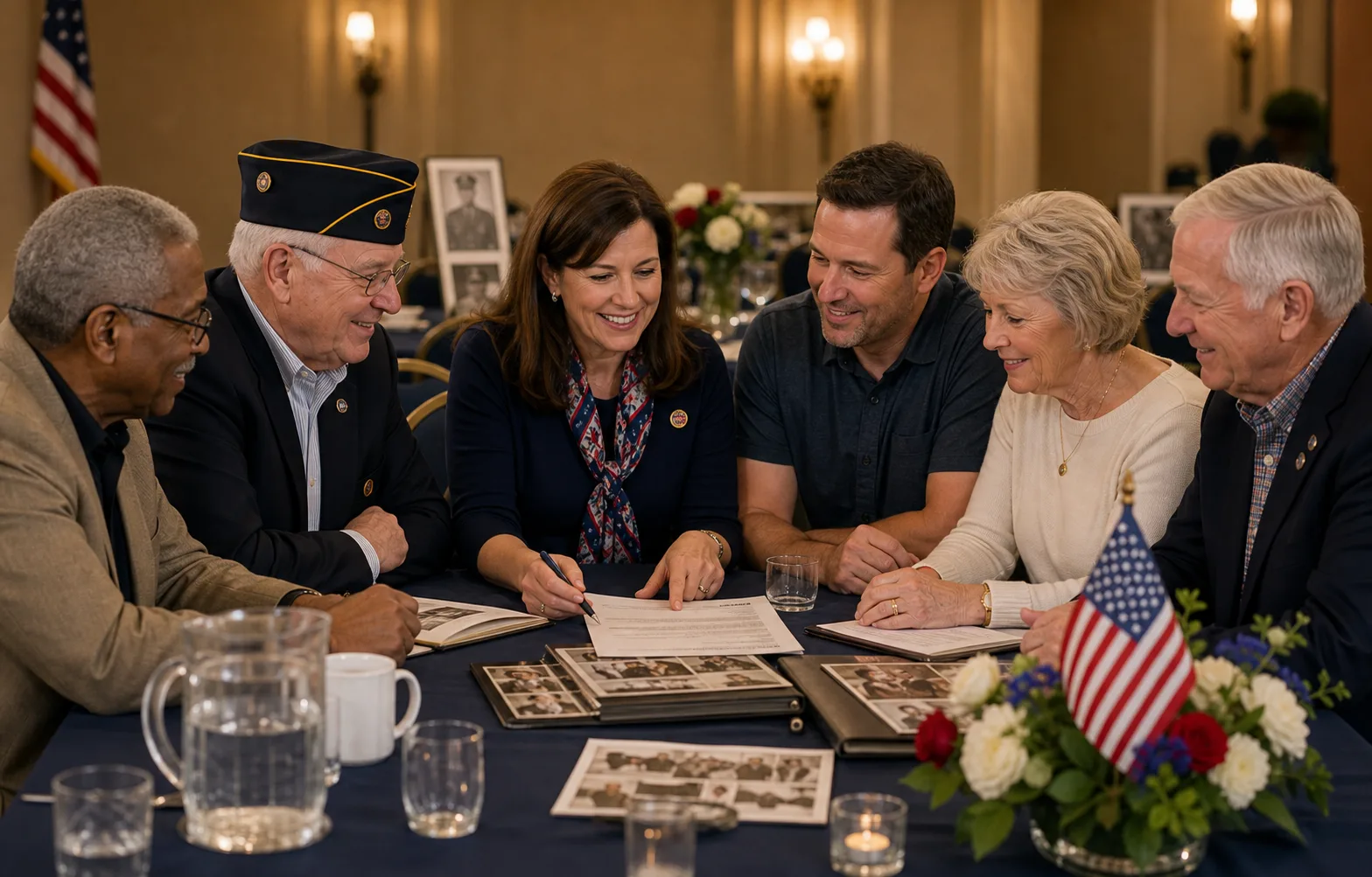 A quiet memorial tribute prepared for a military reunion