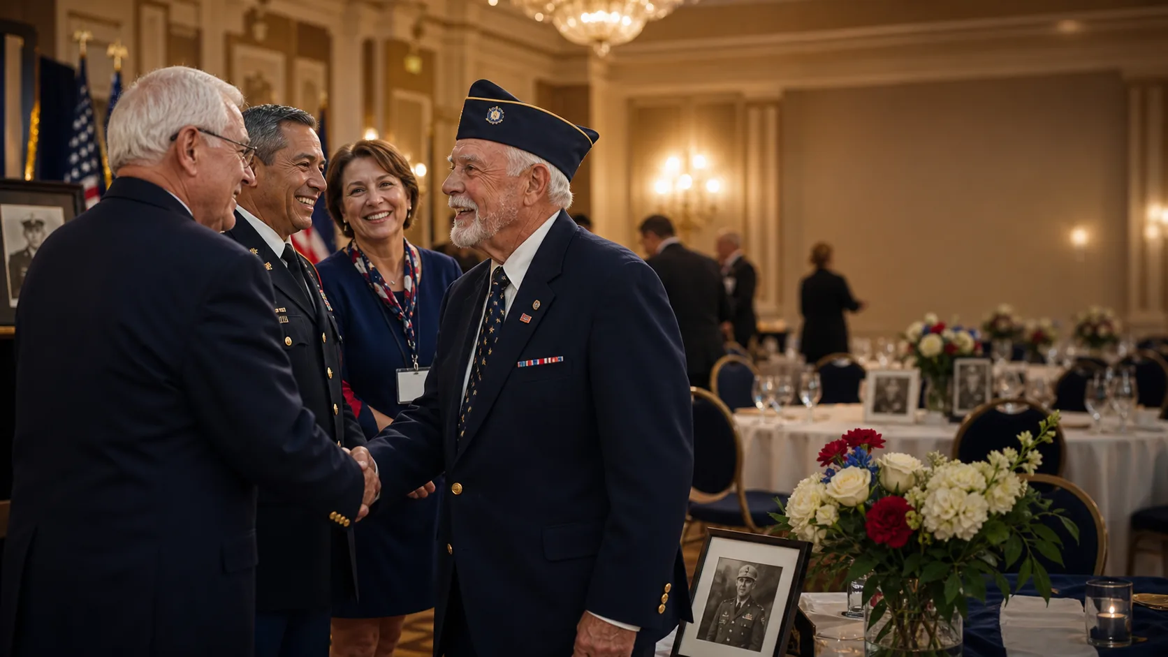 Veterans reconnecting at a military reunion